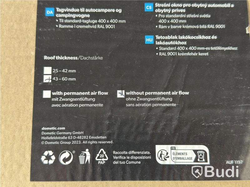 Dometic Mini Heki FL roof hatch, 400 x 400 mm