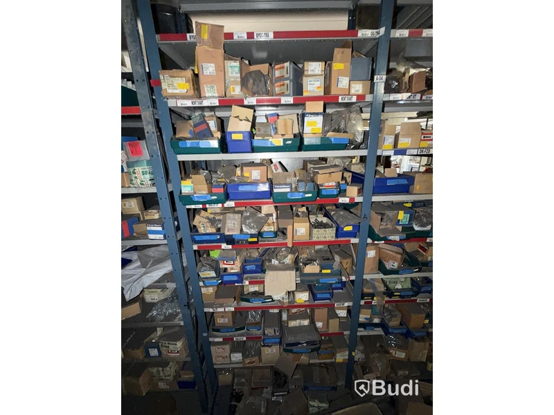 Shelving system with a large quantity of assorted bolts, nuts and washers