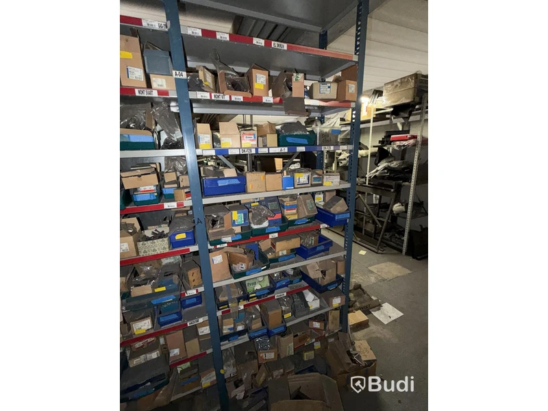 Shelving system with a large quantity of assorted bolts, nuts and washers