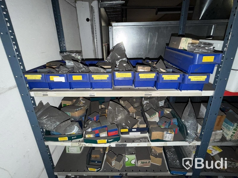 Shelving system with a large quantity of assorted bolts, nuts and washers