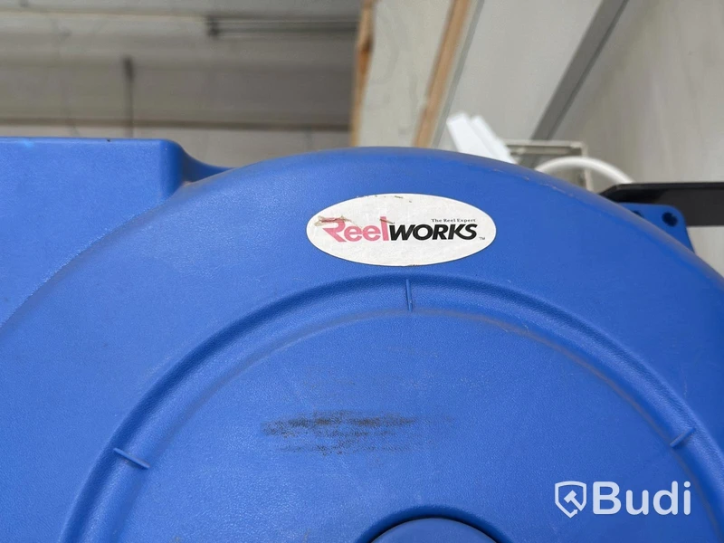 2 Reelworks air hose reels and 5 power cable reels