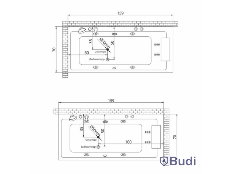 Bubbelbadkar Wellino Rectangle