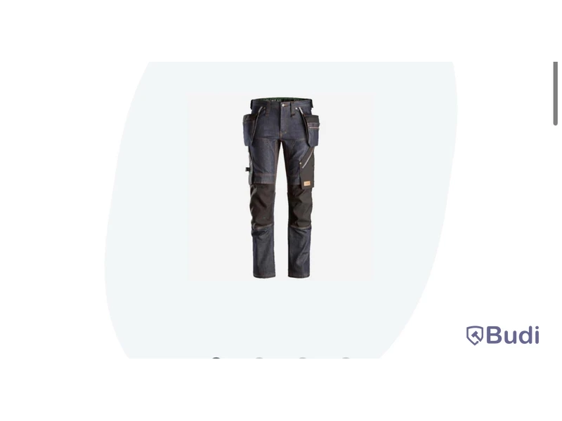 (NEW) SNICKERS WORKWEAR 6955 FLEXIWORK WORK TROUSERS DENIM/BLACK. SIZE 44