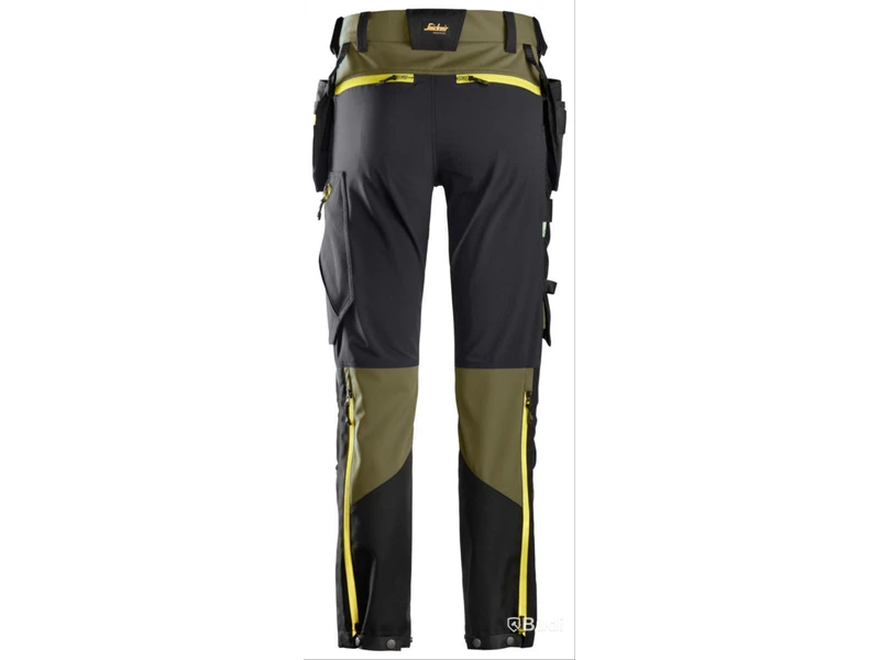 (NEW) SNICKERS SOFTSHELL TROUSERS, GREEN/GREY, SIZE 56