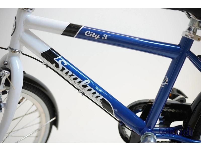Cykel Svalan, City3, hjul 20 tum, ram 10 tum, vit/blå
