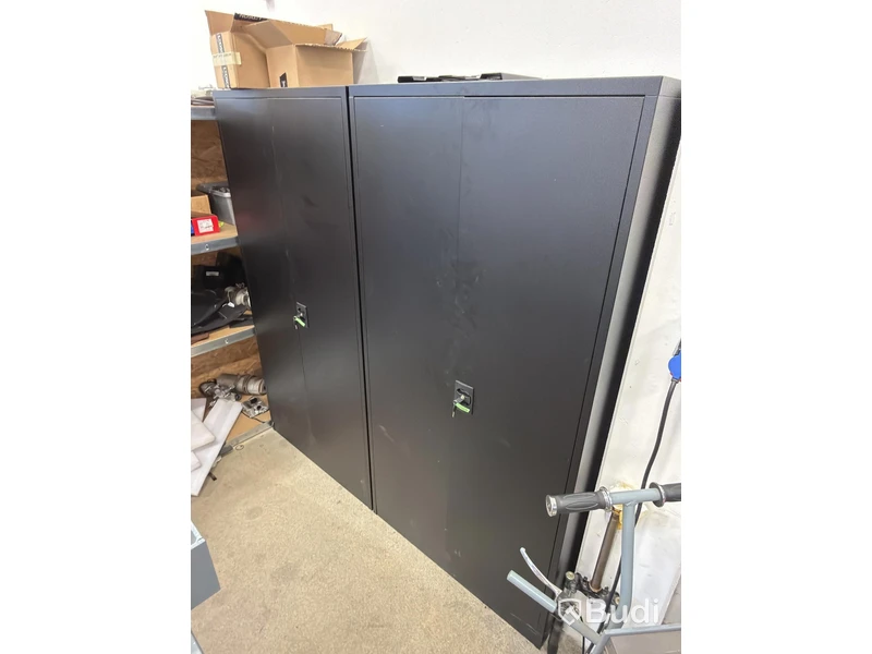 2 workshop cabinets with assorted spare parts for ATVs and mopeds