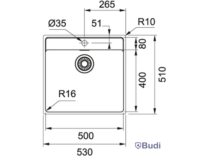 (NEW) Built-in sink, Franke MARIS 210-50TL, stainless steel