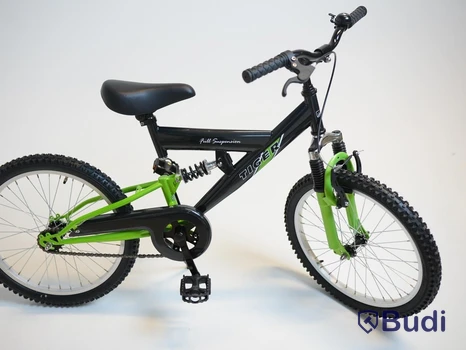 Cykel Tiger, MTB heldämpad, hjul 20 tum, ram 10 tum, svart/grön
