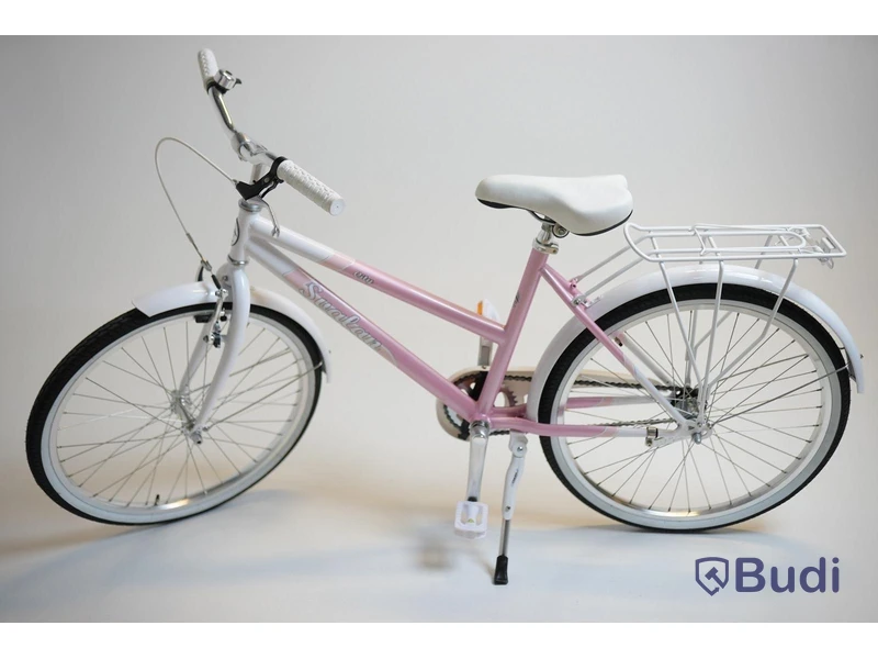 Cykel Svalan, City, hjul 24 tum, ram 14 tum, vit/ljus rosa
