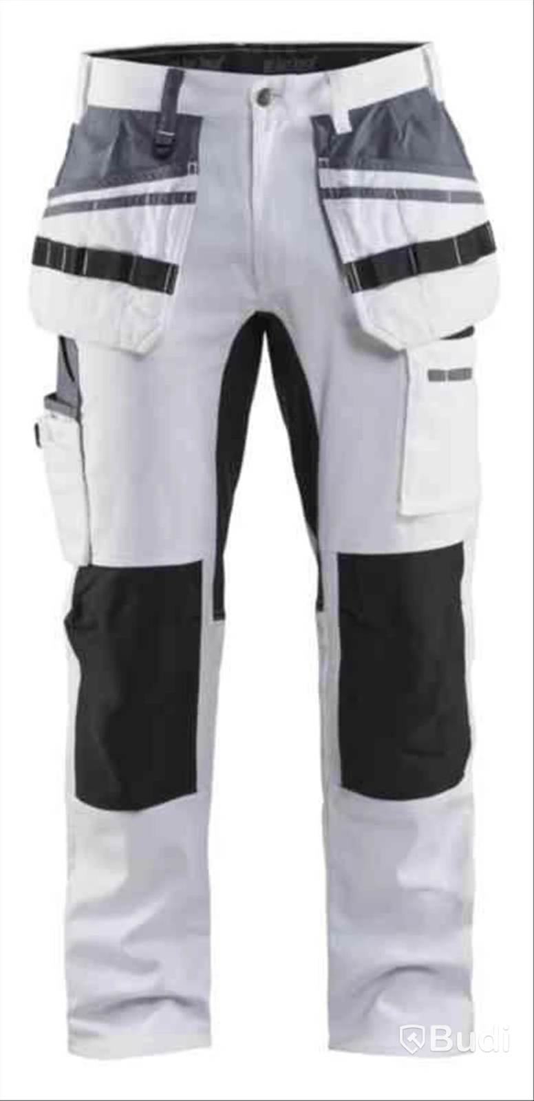 (NEW) PAINTER'S TROUSERS BLK 1910-1000 STRETC, WHITE/BLACK, SIZE D104