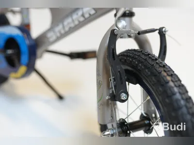(NEW) Shark BMX bike, 12-inch wheels, 6-inch frame, silver