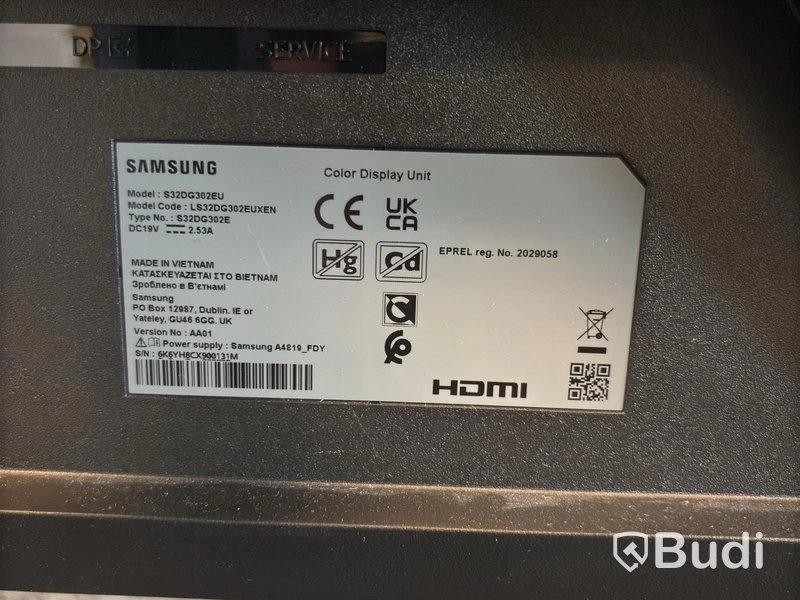 2 st. bildskärmar Samsung, S32DG302EU 32 tum