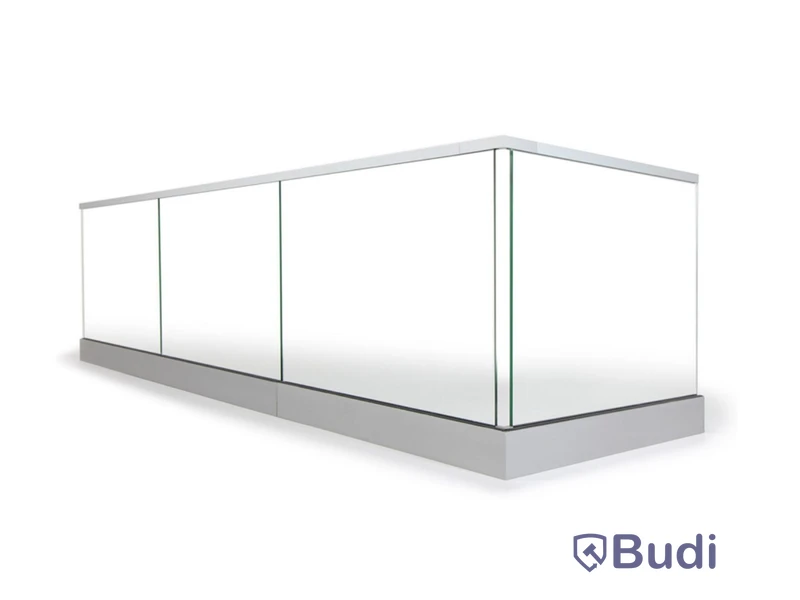 Glass railing, 12 metres with mounting hardware, NEW