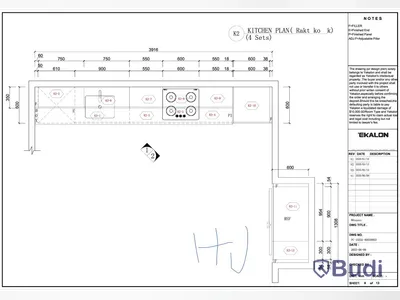 Complete straight kitchen, BLUM fittings, stone countertop and sink included
