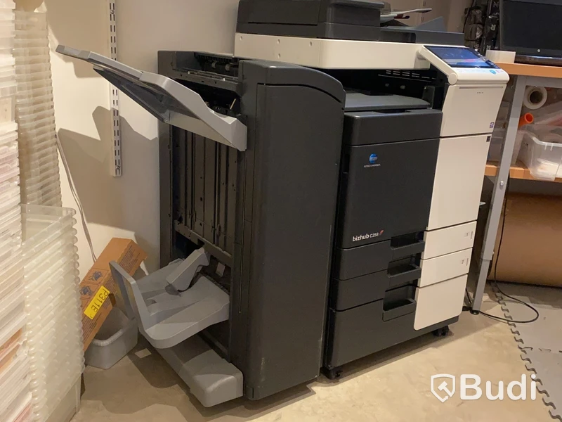 Konica Minolta bizhub C258 multifunction printer with folding and stapling module