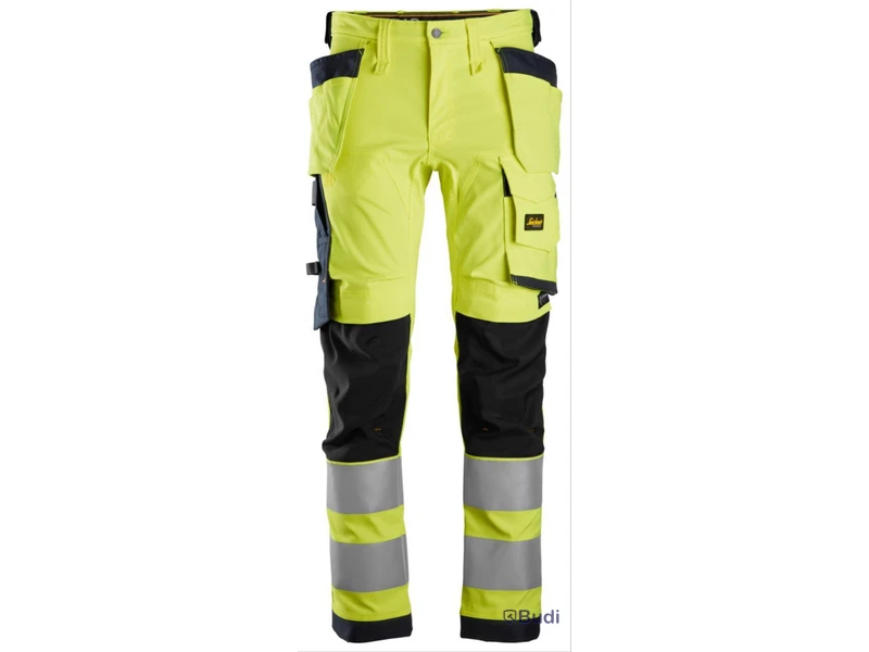 (NEW) SNICKERS 6243 WAIST TROUSERS YELLOW/NAVY, HIGH-VIS CLASS 2 AW HF, SIZE 46