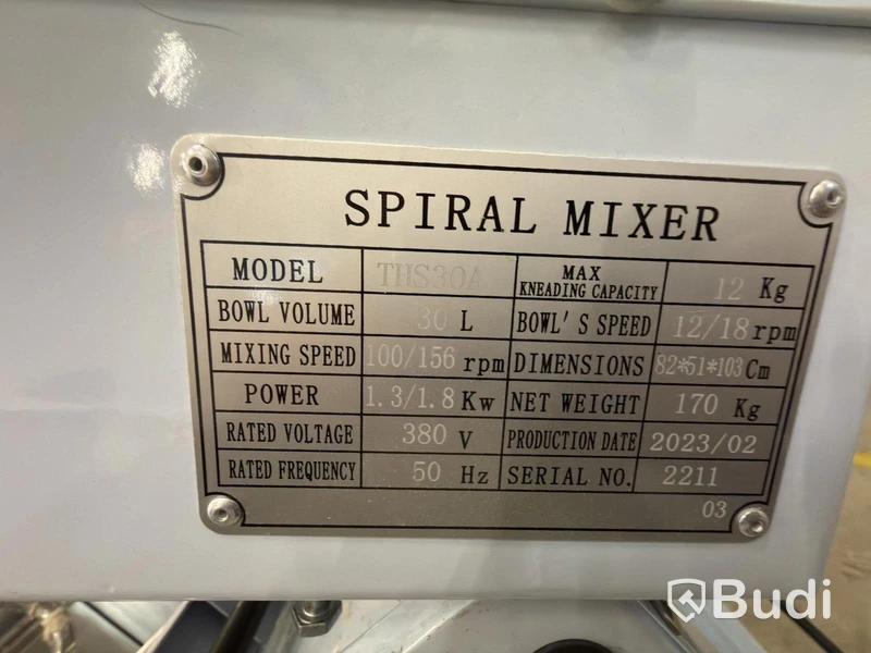 Spiralblandare Adexa THS30A, 30 l, 380 V