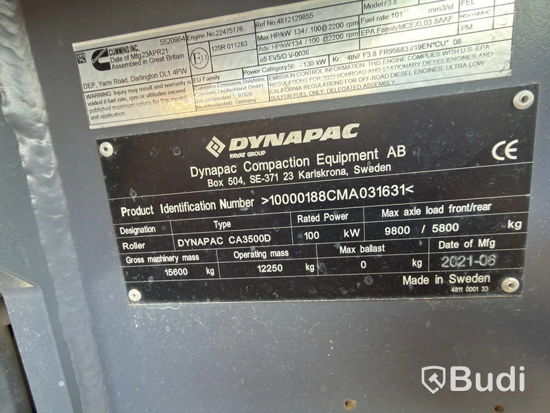 Vält Dynapac CA3500D, 2021, 1033 h