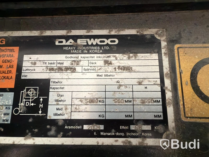 Motviktstruck Daewoo D50SC | 2004 | 4 257 h | 5 000 kg