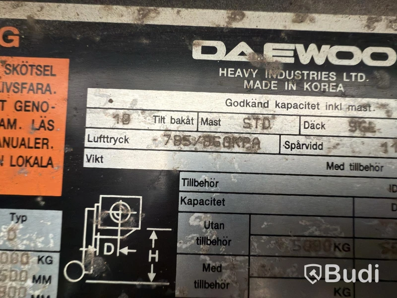 Motviktstruck Daewoo D50SC | 2004 | 4 257 h | 5 000 kg