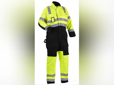 OVERALL BLK 6373-1804 GUL\/SV, VARSEL KL3 STL. C52