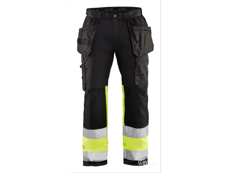 (NEW) HIGH-VIS WAIST TROUSERS BLK 1558-1811, BLACK/HIGH-VIS YELLOW, SIZE D100