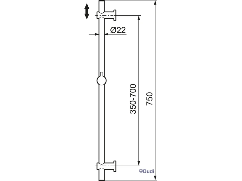 (NEW) MORA INXX II SHOWER RAIL, BRUSHED BRASS
