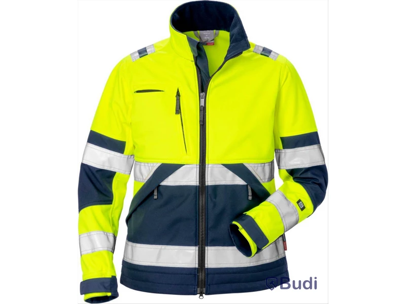 (NEW) SOFTSHELL JACKET FK 4183 WYH YELLOW, NAVY HI-VIS CL 2 WOMEN'S SIZE M