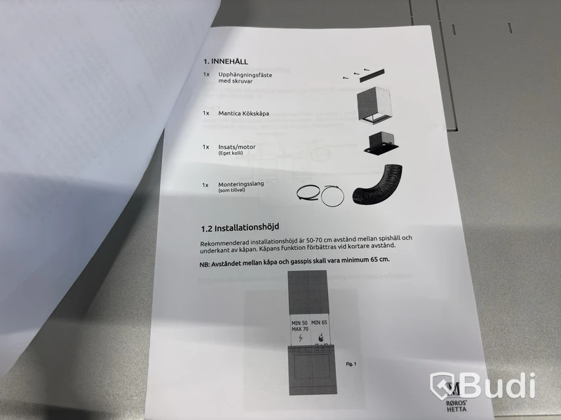 Kåpa för köksfläkt Mantica RV Farge B=60