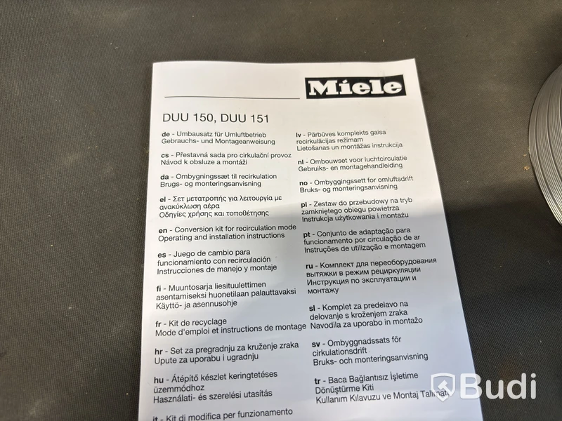 Köksfläkttillbehör Miele, DUU 150 och kolfilter