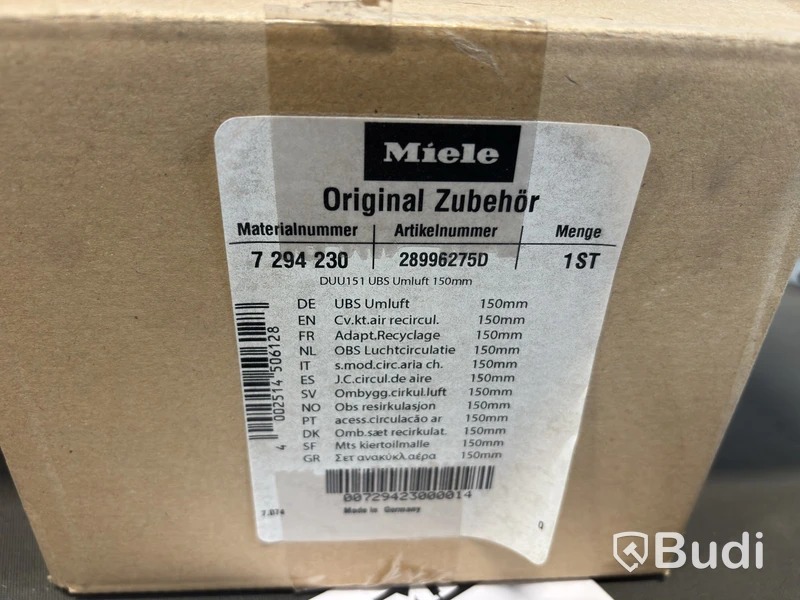Köksfläkttillbehör Miele, DUU 150 och kolfilter