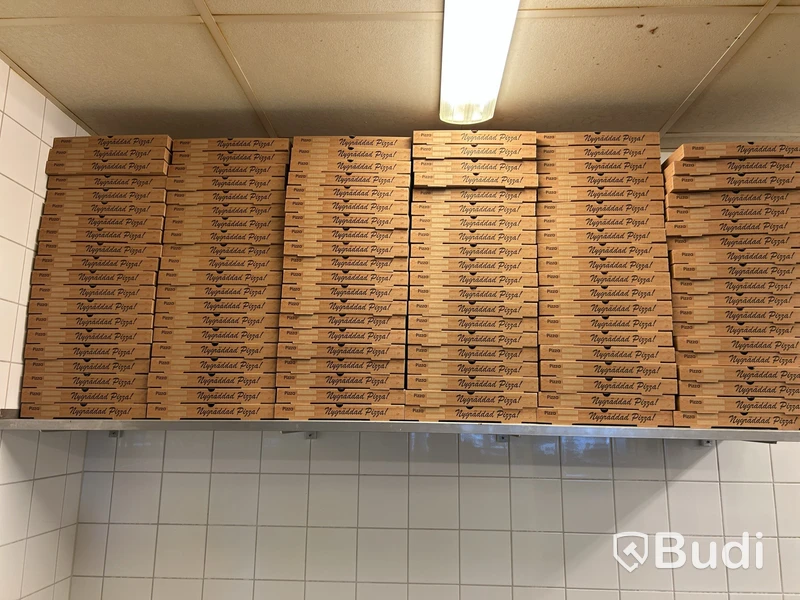 3 stainless steel shelves and pizza boxes
