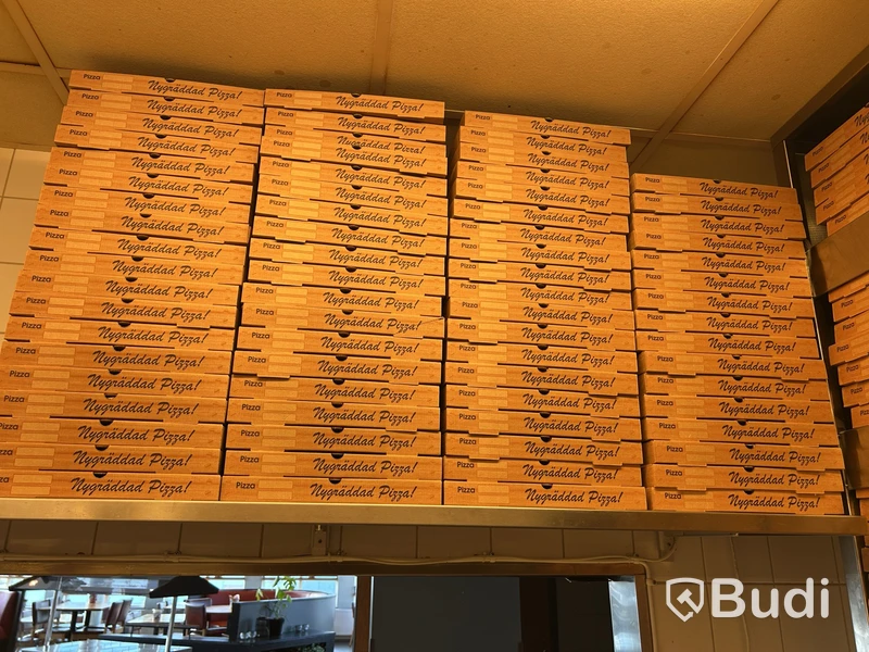 3 stainless steel shelves and pizza boxes