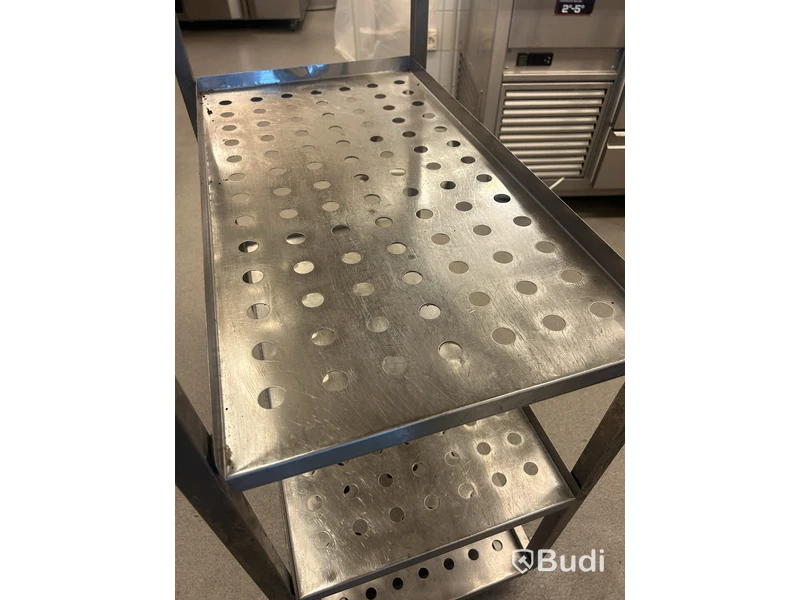 Stainless steel shelving unit on casters, 72 x 175 x 43 cm