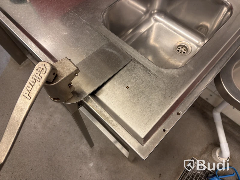 Stainless steel worktable with sink, 120x70x90 cm