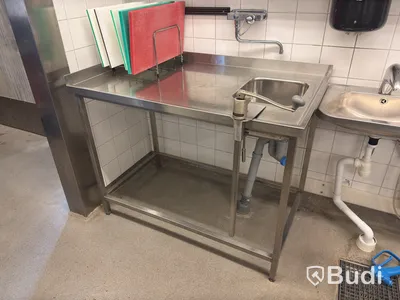 Stainless steel worktable with sink, 120x70x90 cm