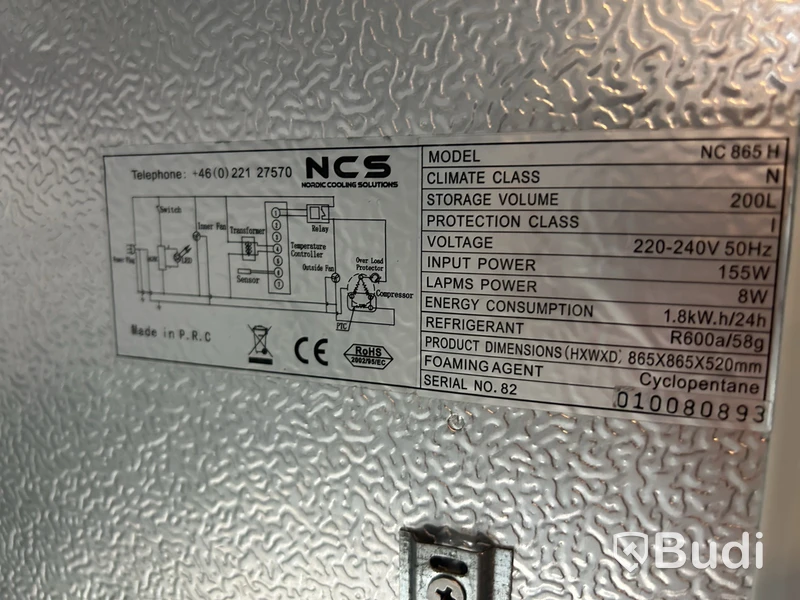 Displaykylskåp NCS NC 865 H, 200 l