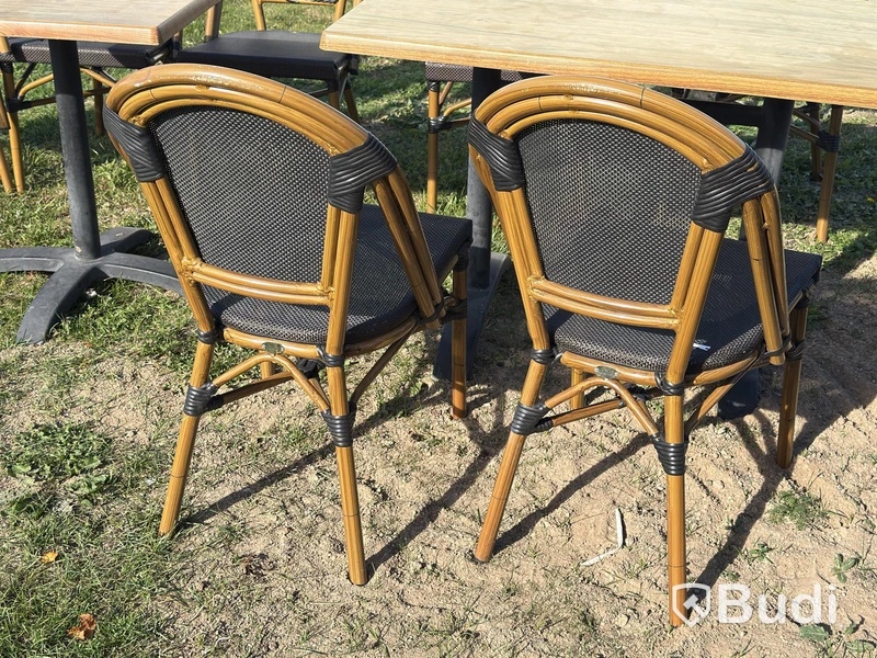 Outdoor restaurant/café furniture - 28 chairs and 9 tables