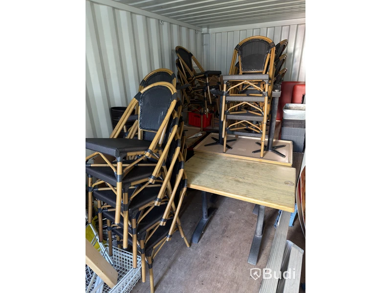 Outdoor restaurant/café furniture - 28 chairs and 9 tables