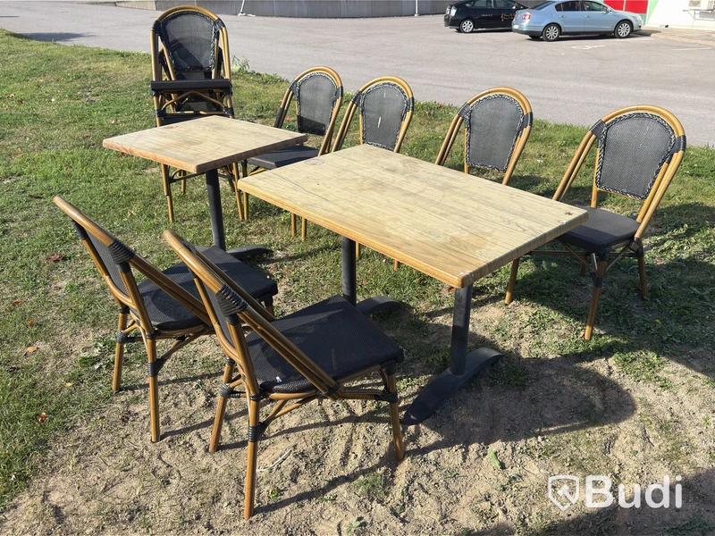 Outdoor restaurant/café furniture - 28 chairs and 9 tables