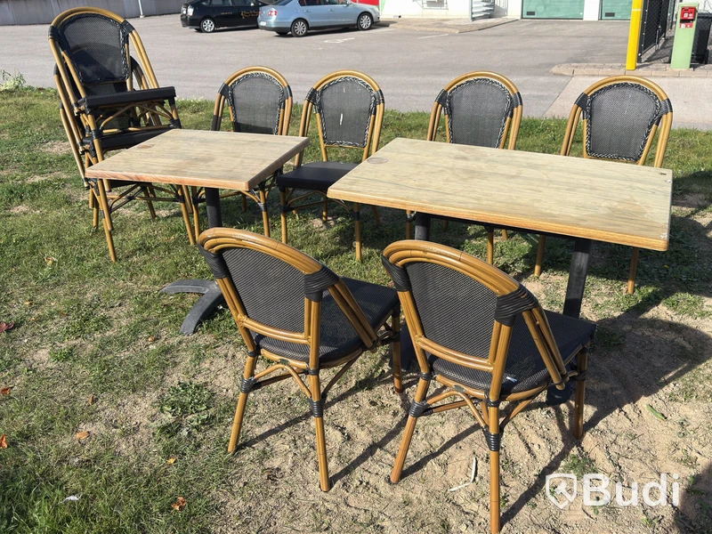 Outdoor restaurant/café furniture - 28 chairs and 9 tables
