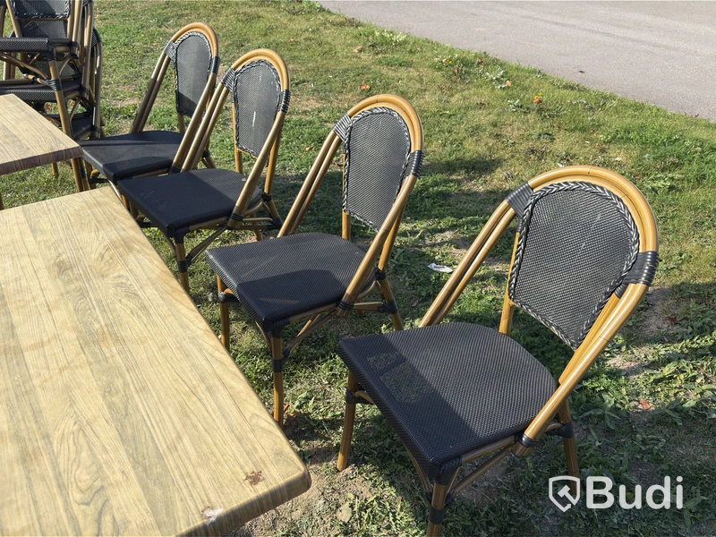 Outdoor restaurant/café furniture - 28 chairs and 9 tables