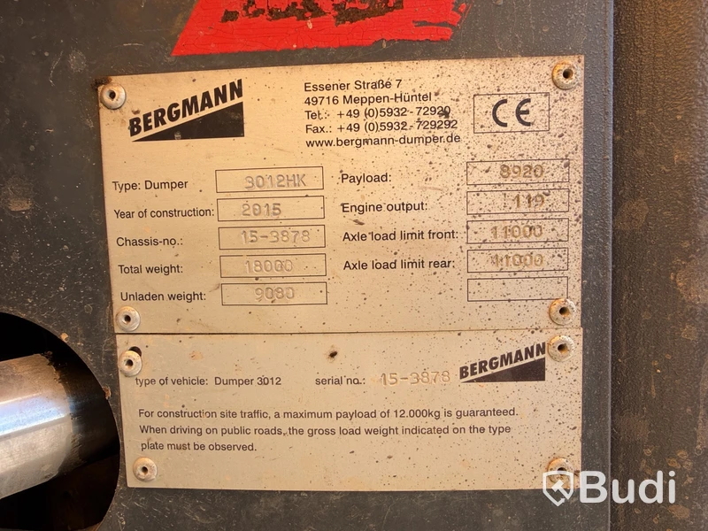 Dumper – BERGMANN 3012HK, 2015