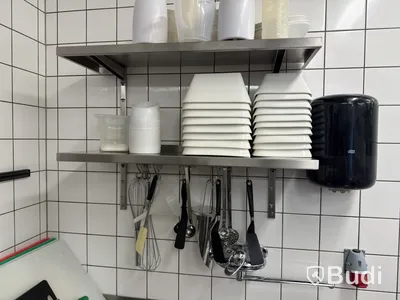 Diskbänk rostfritt, 150,5 cm med allt innehåll.
