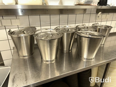 Rostfria hinkar, 10 l, 6 st