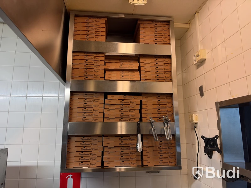 Rostfritt förvaringsskåp för pizzakartonger | 95x35x135 cm
