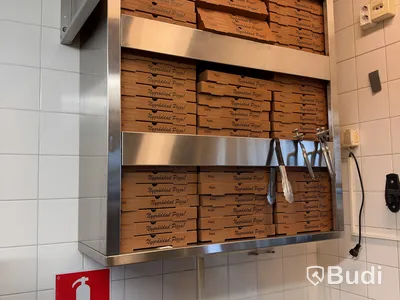 Rostfritt förvaringsskåp för pizzakartonger | 95x35x135 cm