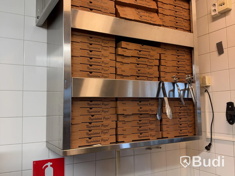 Rostfritt förvaringsskåp för pizzakartonger | 95x35x135 cm