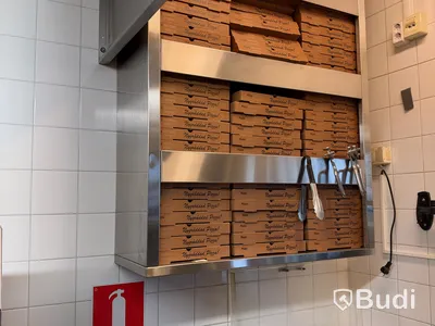 Rostfritt förvaringsskåp för pizzakartonger | 95x35x135 cm