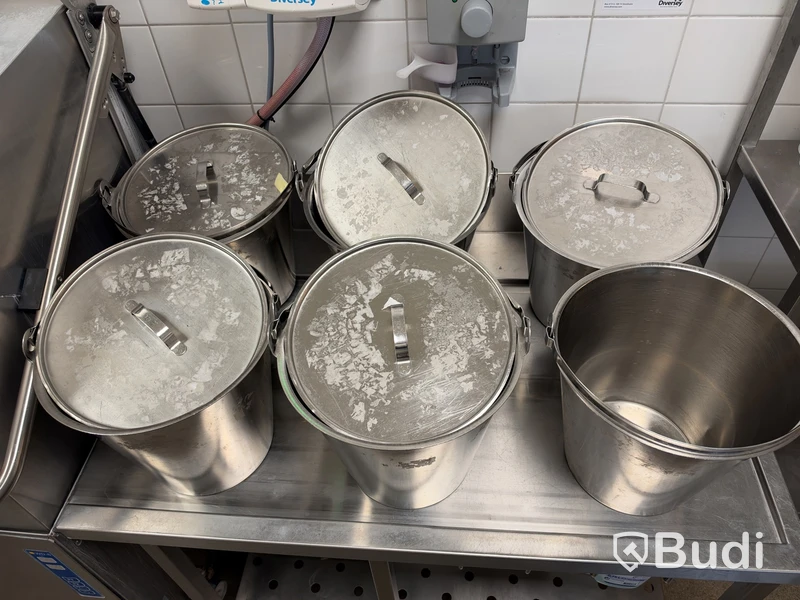 6 st rostfria hinkar med lock | 12 L